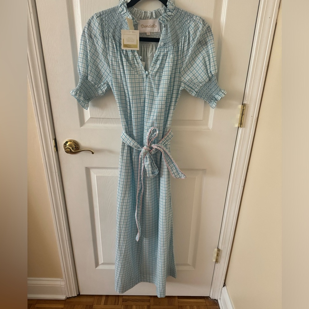 Dondolo gingham midi shift dress size XXS NWT